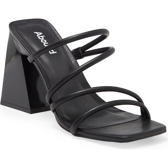 Abound 7 Austyn Strappy Sandal Black Womens Block Heel NWT - Picture 1 of 9